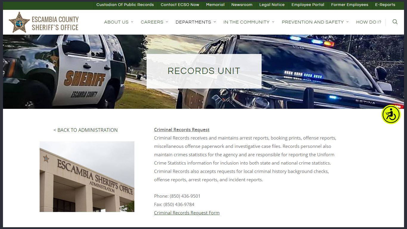 RECORDS UNIT – Escambia County Sheriff's Office